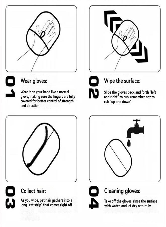 SQUISHY 3PCS Pet Hair Remover Glove, Pet Hair Removal Glove, Reusable Cartoon Big Eyes Removal Mitt with Static Charge - Cat Brush Glove for Shedding & Bathing - Image 5